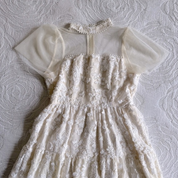 NWT - New York & Company - Short Sleeve 3D Floral Dress - Ivory - Picture 5 of 14